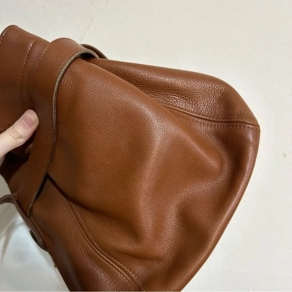 Vintage Coach 4156 Toffee Brown Leather Soho Belted Bucket Buckle Pouch Bag